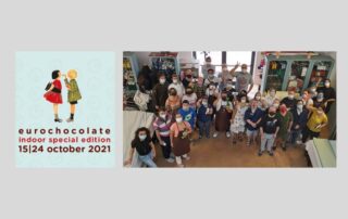 logo eurochocolat e foto del gruppo di aipd perugia
