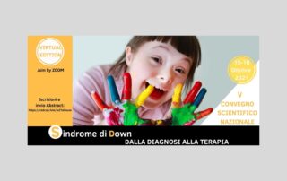 locandina convegno 2021 "Sindrome di Down dalla diagnosi alla terapia"