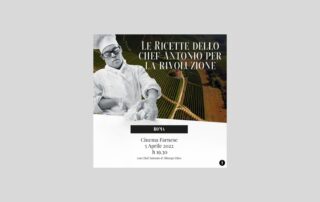 locandina proiezione a Roma il 5 aprile 2022 del documentario "Le ricette dello Chef Antonio per la rivoluzione"