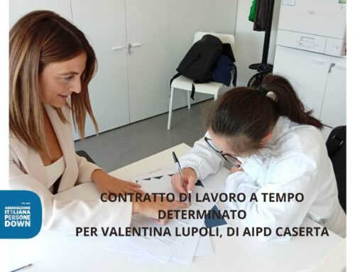 Dopo il tirocinio arriva il contratto di lavoro a tempo determinato per Valentina Lupoli, AIPD Caserta